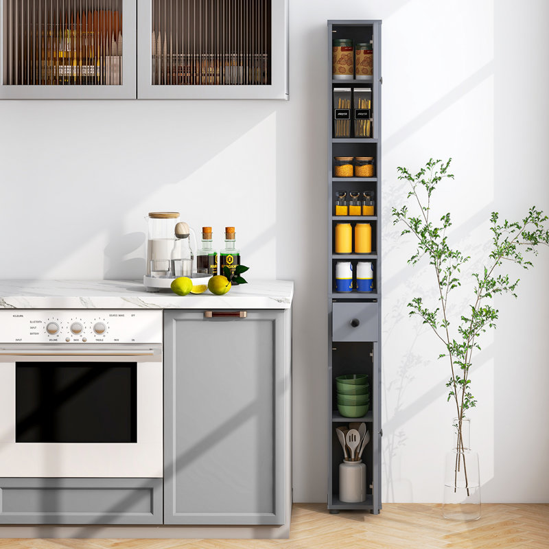 Freestanding Linen Cabinet, Light Grey