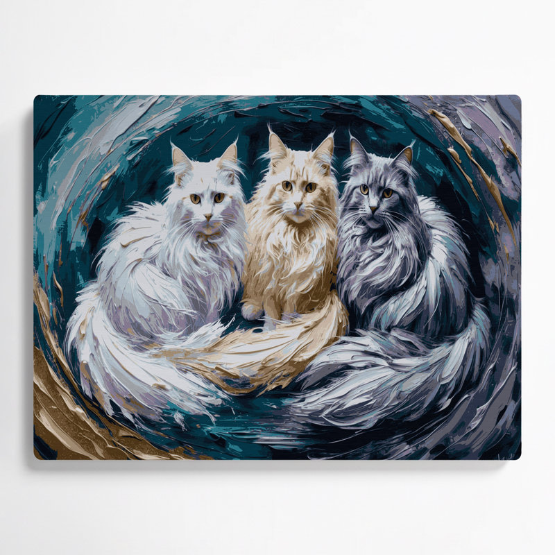 Art mural en métal chats gris Cymric, H 12 po x l 18 po