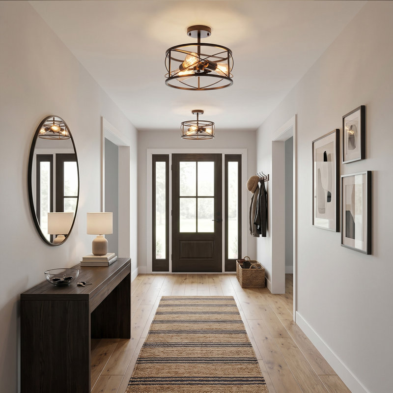 3-light Farmhouse Semi Flush Mount