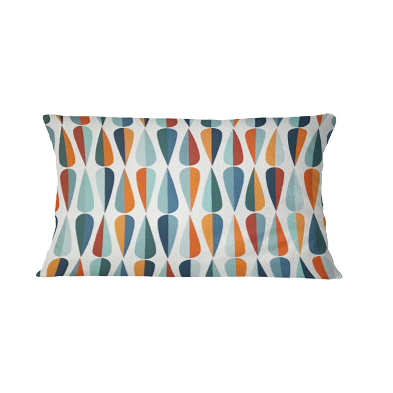 Retro Abstract Drops - Mid-Century ModernPrinted Throw Pillow, Blue/Orange