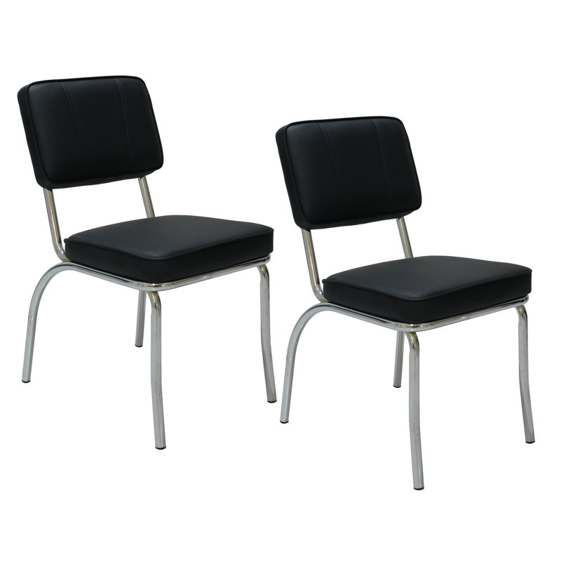 Patnaude 18.33'' H Polyurethane Upholstered Side Chair, Black