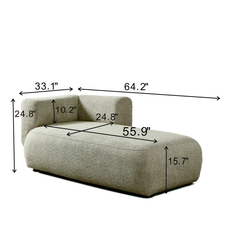 Chaise longue rembourrée Camel avec mousse haute densité et ressorts, mobilier de salon moderne et confortable