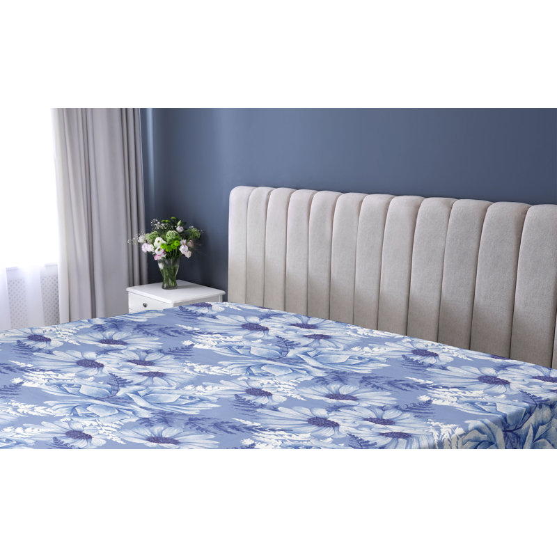 Drap-housse Ambesonne, Drap-housse de taille simple, Bleu ciel,, bleu, lavande foncé / floral