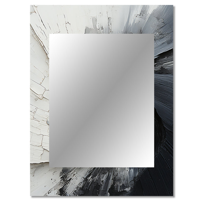 Contrast Harmony III - miroir unique spirales abstraites, grand miroir mural beige, impression d'art en métal, 40 po x 30 po