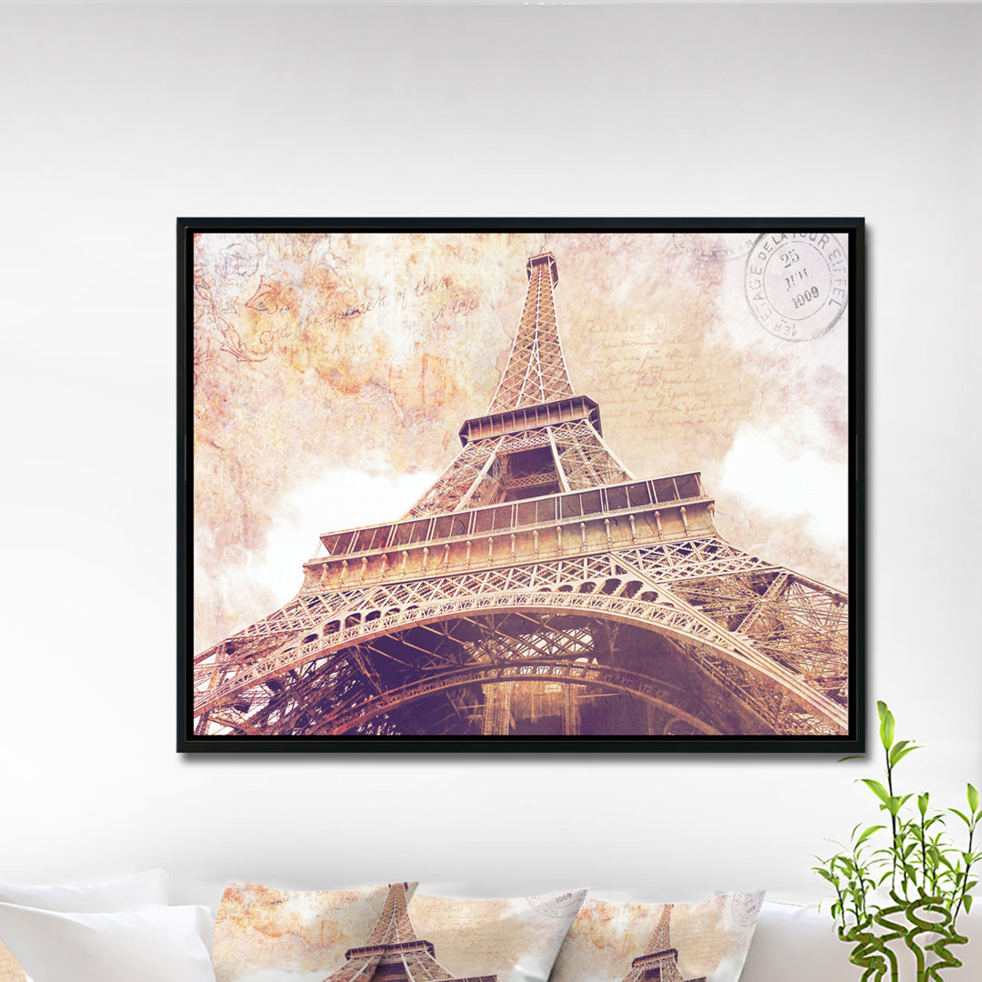 Cityscape 'Paris Eiffel Tower Postcard Design' Graphic Art East Urban Home 