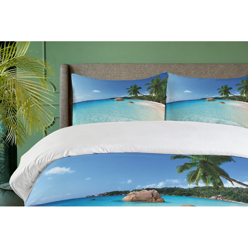Turquoise Blue Green Coastal Beach Duvet Cover Set, Queen