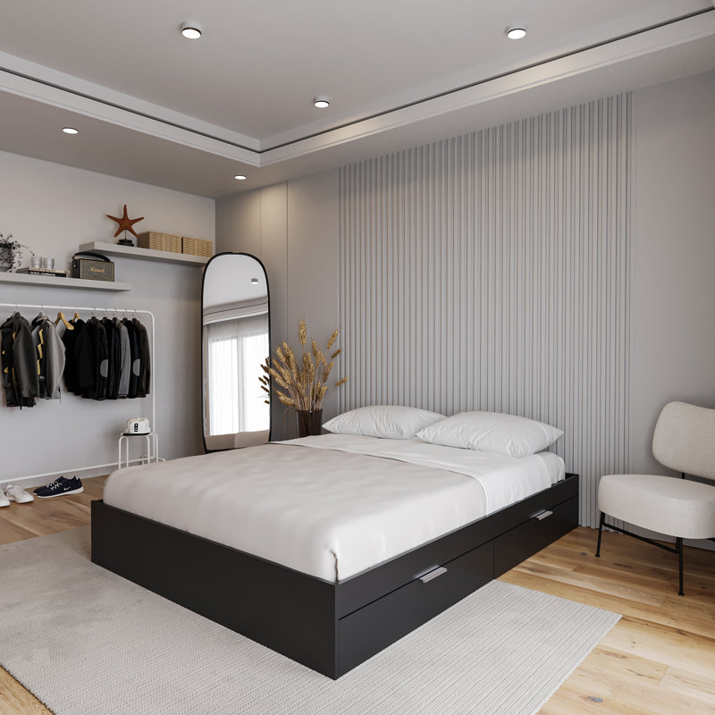 Platform Storage Bed, Queen, Black