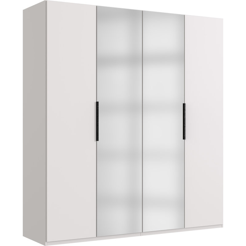 Guardino 4 Door Wardrobe, White, 216cm H x 200cm W x 58cm D