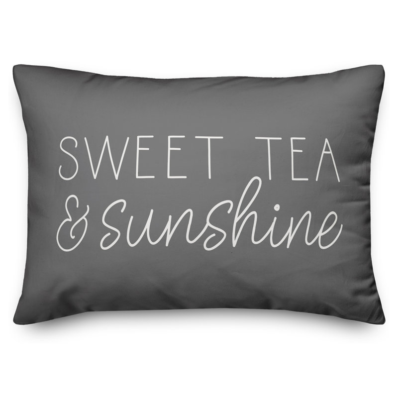  Housse de coussin rectangulaire et insert Sweet Tea and Sunshine, Gris foncé / Blanc