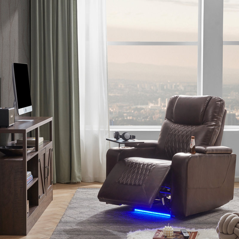Fauteuil inclinable Power Motion avec port de charge USB et rangement pour bras cachés 2 porte-gobelets pratiques