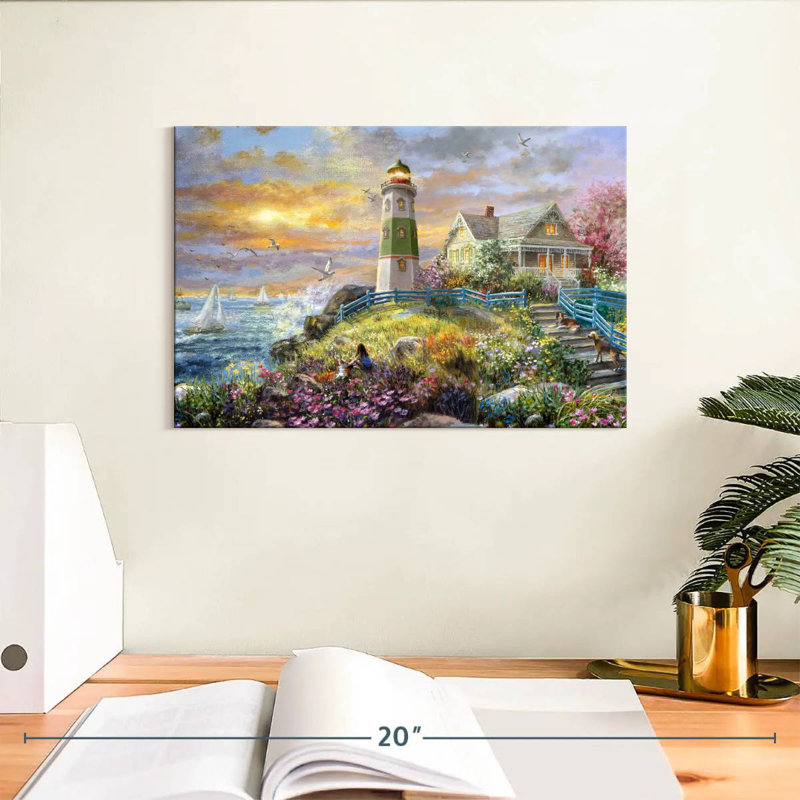 Regarder le coucher de soleil au phare, H 8 po x l 12 po