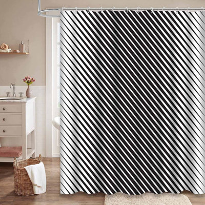 Rideau de douche blanc rétro avec 12 crochets