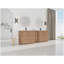 Meuble-lavabo autoportant de 92 po avec lavabo en céramique blanche et 1 petite armoire de rangement, porte à fermeture en douceur, chêne imitation, emballage KD, contreplaqué-619467586