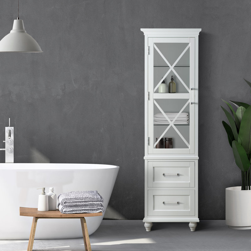 Grande armoire à linge de salle de bain autoportante avec tiroirs de rangement Prader