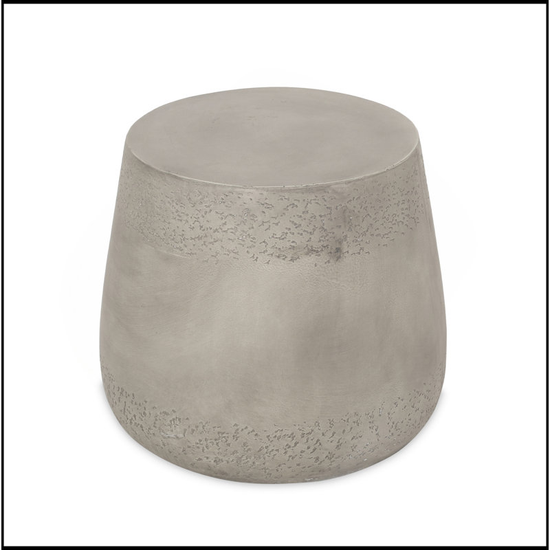 Orion Lightweight Concrete Patio Side Table With Drum Shape And Boho Style, Perfect For Outdoor Relaxation And Durability