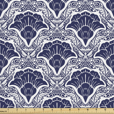 Charlyee Themed Repetitive Damask with Floral Motif in Diagonal Squares Multi-Purpose Fabric