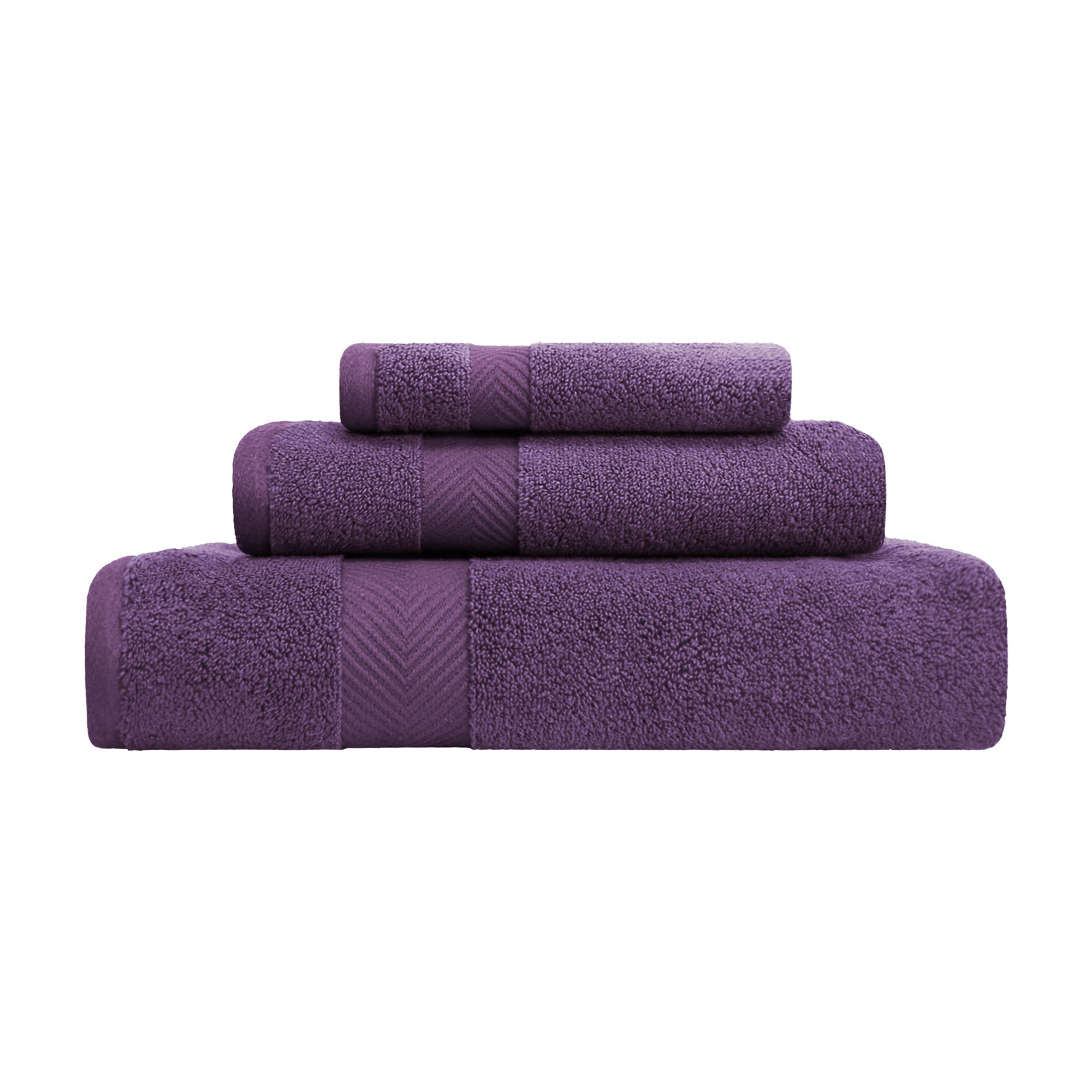 Hamachi Zero-Twist 3 Piece 100% Cotton Towel Set, Grape Seed
