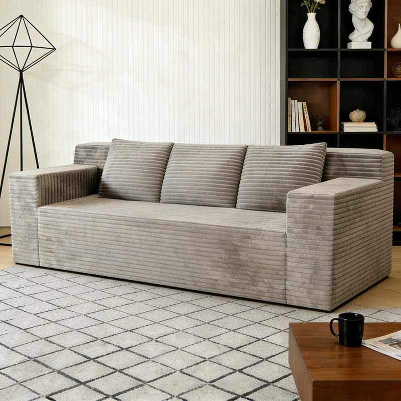 Canapés confortables en velours côtelé de 71 pouces, minimalistes modernes, idéaux pour la maison et le bureau