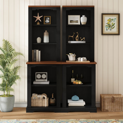 Glade Two-Piece Elegant Freestanding Tall Cabinet with Open Storage