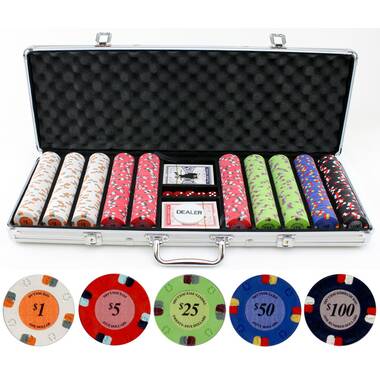 Fake Aces-500 Piece 14 Gram Clay Composite Poker Chip Set with Case Premium Playing Cards 5X Dice Casino Quality Poker Chips with Denominations-number
