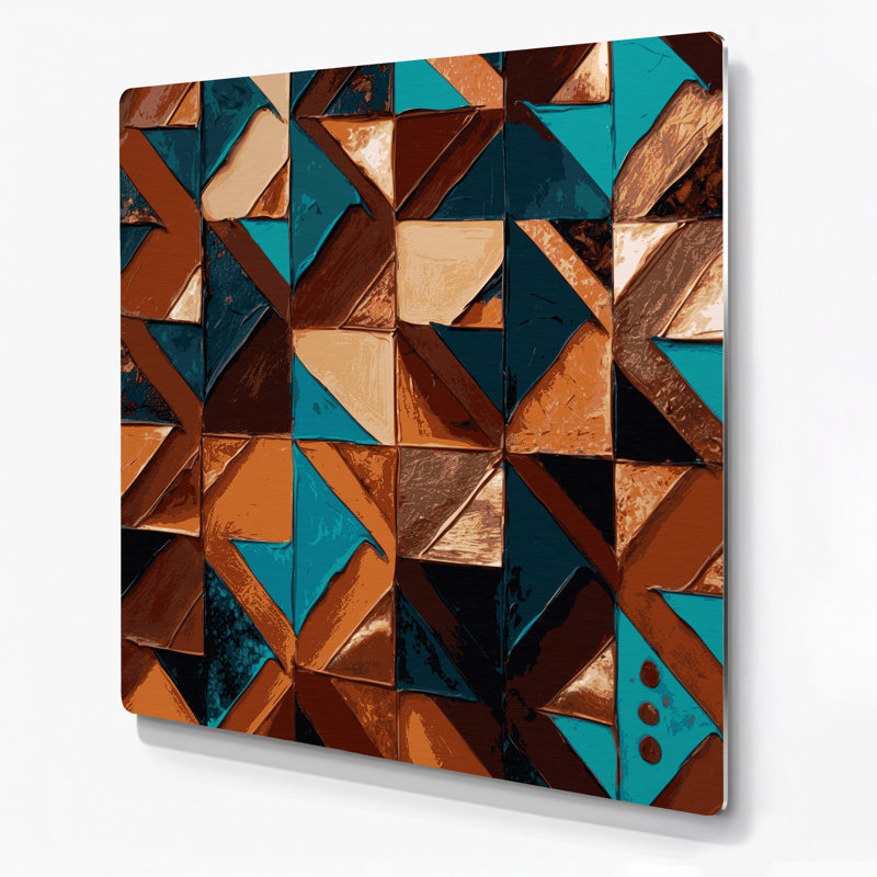 Art mural en métal brun avec motifs géométriques de style sud-ouest 199, H 192 po x l 192 po x P 0,05 po