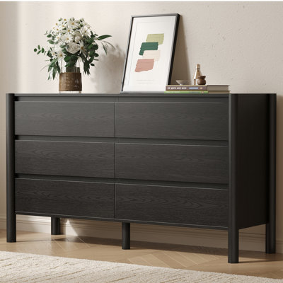 Hingham 6 Drawers Dresser, Solid Wood Double Dresser With Large Storage For Bedroom, Living Room