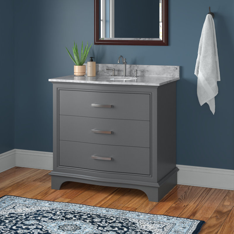 Ensemble de meuble-lavabo simple 36 po Goleta, Gris / nickel brossé
