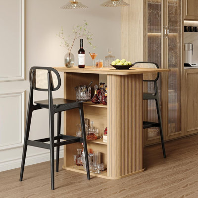 Table îlot de cuisine 43 po à hauteur de comptoir avec rangement à 3 niveaux