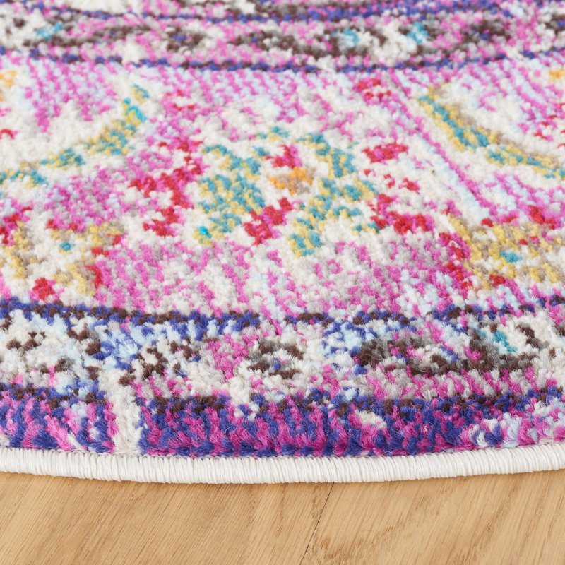 Tapis oriental Almyra, Violet/Light Blue, Rond 6 pi 7 po