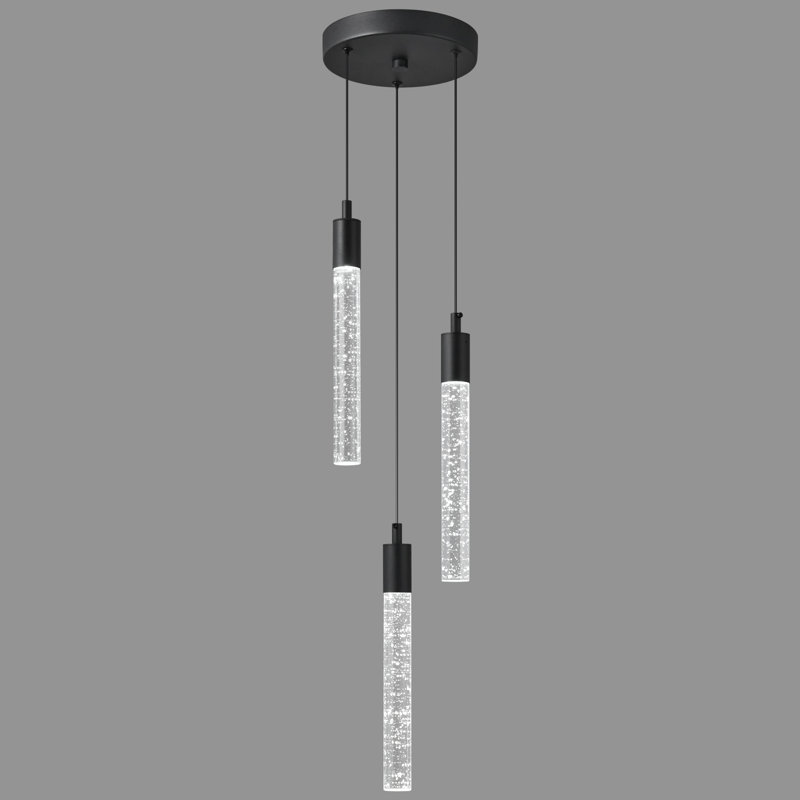 Hamrnand - Light Modern Kitchen Island Pendant Light Dimmable LED Mini Crystal Pendant Lighting, Black, 3