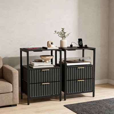 38cm W Metal Bedside Table