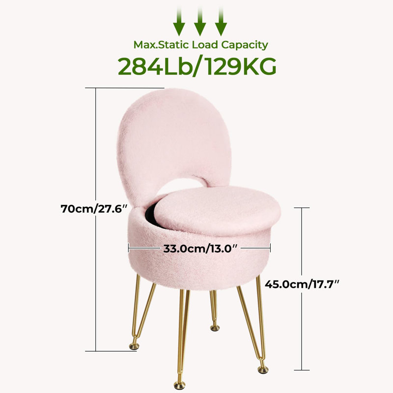Tabouret de coiffeuse, Rose