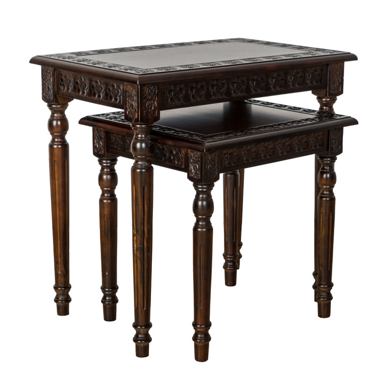 Tables gigognes en bois massif Alejo, Acajou