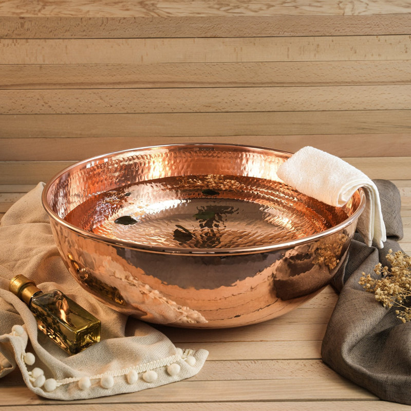 ALFIQ Handmade Solid Copper Pedicure Bowl for Spa and Home Foot Soaking, Copper 