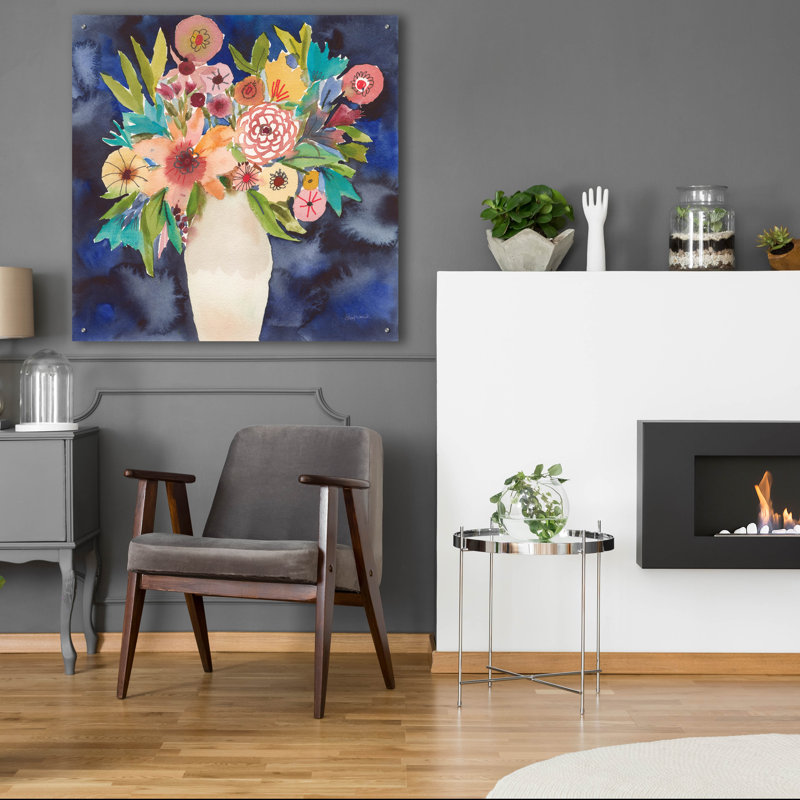  «Floral Beauty 4» par Cheryl Warrick, art mural en verre acrylique, 36 po x 36 po, H 36 po x l 36 po