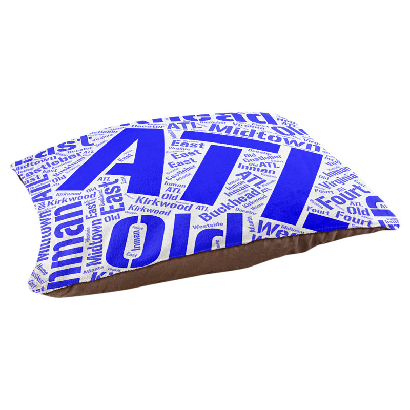 Coussin de chien « districts », Moyen (H 9,5 po x l 28 po x P 18 po), Atlanta, Bleu
