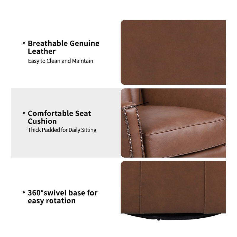 Fauteuil coulissant et pivotant en cuir Savannah