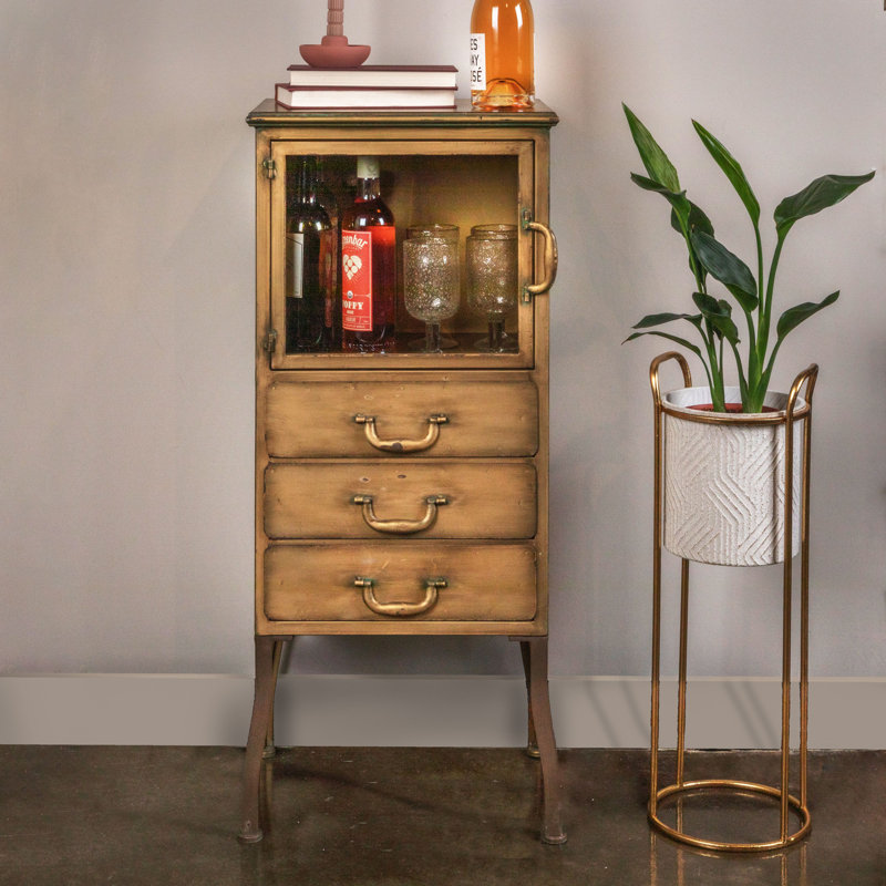Armoire de rangement en métal avec 3 tiroirs, Doré