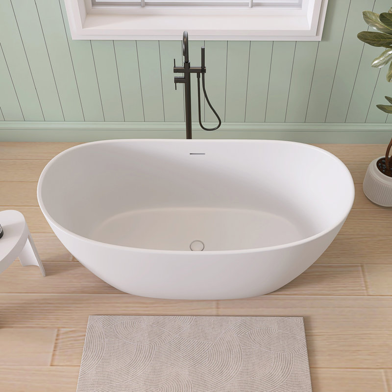 55'' Freestanding Soaking Solid Surface Bathtub