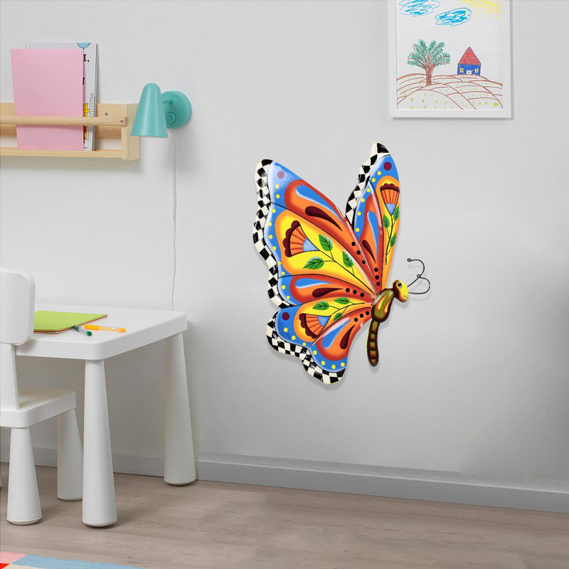 Handcrafted Metal Butterfly Wall Art – 16.5” Talavera Style Celestial Sculpture For Indoor And Outdoor Décor