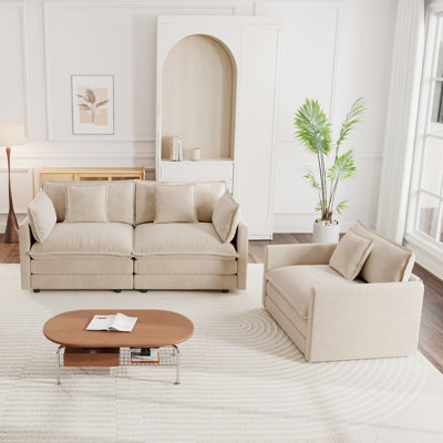 2 Seater Loveseat and Chair Set, 2 Piece Sofa & Chair Set, Loveseat and Accent Chair , 2-Piece Upholstered Chenille Sofa Living Room Couch Furniture(1