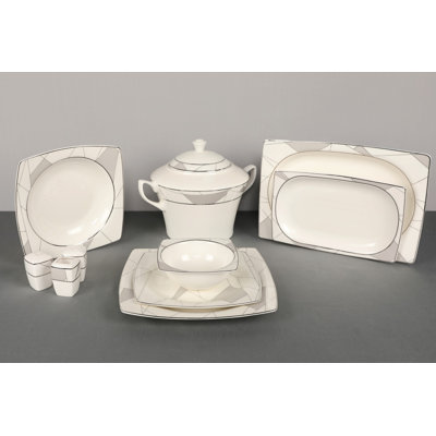 Porcelain China Dinnerware Set 62 Piece - Service for 12