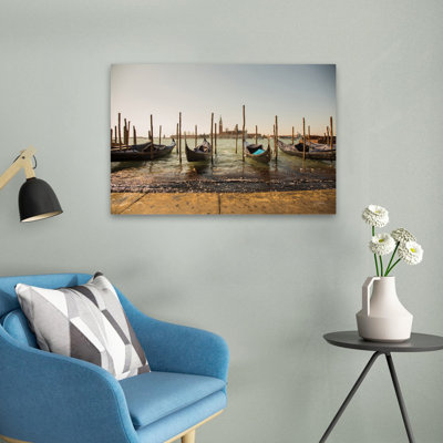 Venice Gondolas Contemporary Blue Gray White Architecture Boat