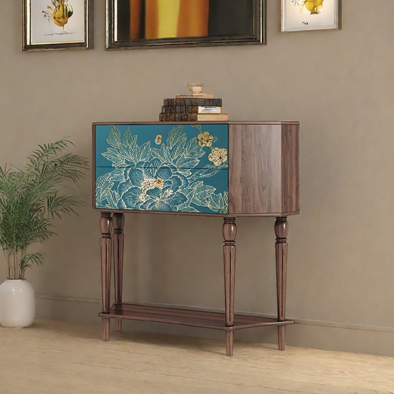 Buffet 33,5 po de style rétro, Brun/bleu
