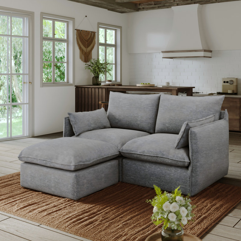L shape sofa water proof sofa down filled modular, 3, Dark Gray