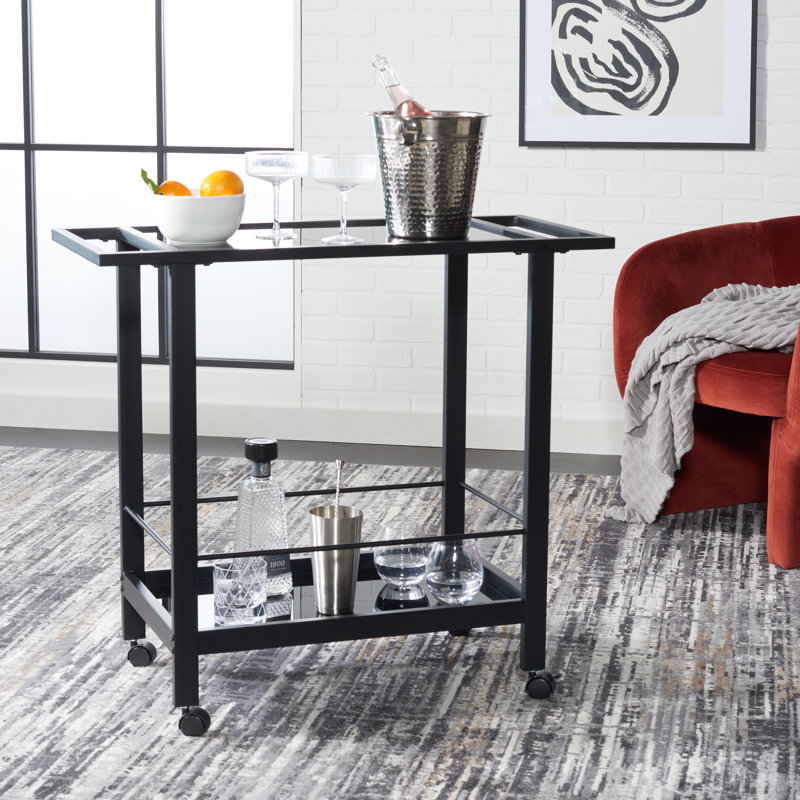 Pip Metal Bar Cart, Matte Black