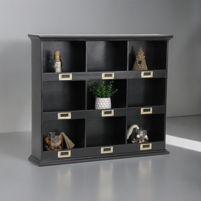 Paliwal 9 Piece Solid Wood Shelf, Black