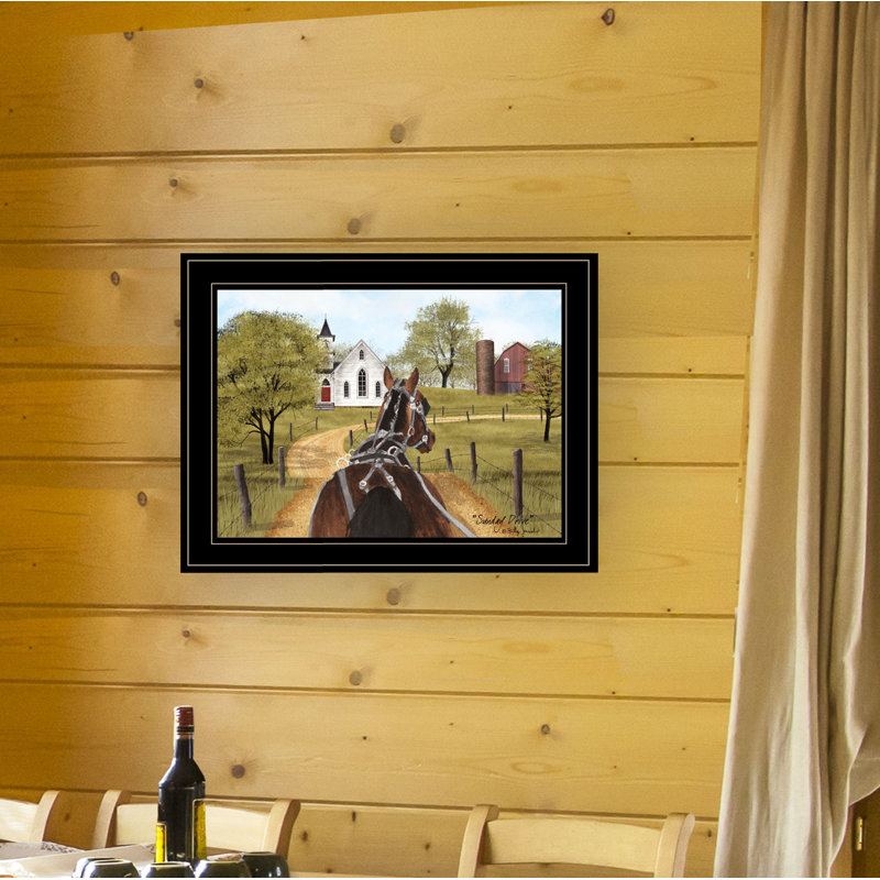 «Amish on Sunday Drive», art mural encadré pour le salon et la maison par Billy Jacobs, Cadre noir