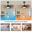 Ventilateur de plafond de salon avec lumière, 33 pouces, finition naturelle, 5 pales en bois massif