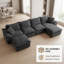 Canapé modulaire surdimensionné en U 144 po avec repose-pieds mobile en velours côtelé 144 po-130595472